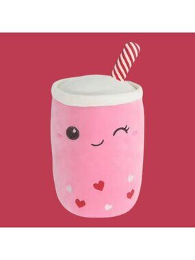 NWT Play Right Hug Me  Boba Tea 15" Hearts Food Plush Gift Toy Valentine's Day